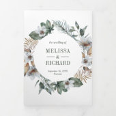 Invitation Trois Volets Aquarelle rustique Feuille tropical Mariage floral (Page de couverture)