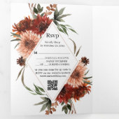 Invitation Trois Volets aquarelle Terracotta Automne automne photo mariage (Intérieur en premier)