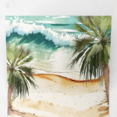 Invitation Trois Volets Aquarelle tropicale Palm Beach QR Code Mariage (Intérieur en premier)