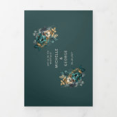 Invitation Trois Volets Aquarelle Turquoise or Floral (Page de couverture)
