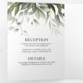 Invitation Trois Volets Aquarelle Verdure Feuille Mariage de feuillage
