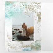 Invitation Trois Volets Aquarelle Waves Pastel (Intérieur en premier)