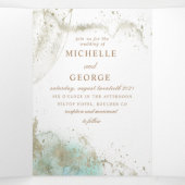 Invitation Trois Volets Aquarelle Waves Pastel (Intérieur au milieu)