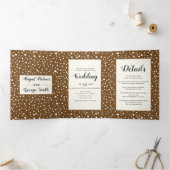 Invitation Trois Volets Arbres et lumières bois brun rustique mariage d'hi (Intérieur)