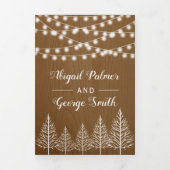Invitation Trois Volets Arbres et lumières bois brun rustique mariage d'hi (Page de couverture)