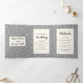 Invitation Trois Volets Arbres sur papier kraft gris mariage rustique d'hi (Intérieur)