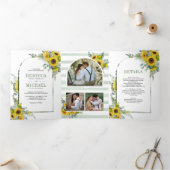 Invitation Trois Volets Arc de tournesol Eucalyptus tout en un Mariage (Intérieur)