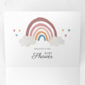 Invitation Trois Volets Arc en ciel moderne Boho Script Baby shower chic (Intérieur en premier)