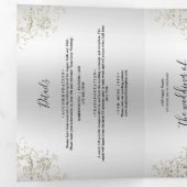 Invitation Trois Volets Argent romantique décoratif Mariage damassé (Intérieur en premier)