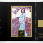 Invitation Trois Volets Art Déco Noir & Or, Suite Baby shower Boissons (Intérieur au milieu)