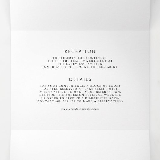 Invitation Trois Volets At Last Black Minimum Script Wedding (Intérieur au milieu)