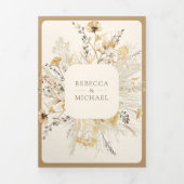 Invitation Trois Volets Automne Boho Fleur sauvage photo QR Code Mariage (Page de couverture)