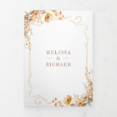 Invitation Trois Volets Automne Fleur sauvage Crest Crest QR Code Mariage (Page de couverture)