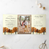 Invitation Trois Volets Automne Rustique Arbres d'automne Forêt Mariage Ph (Intérieur)