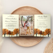 Invitation Trois Volets Automne Rustique Arbres d'automne Forêt Mariage Ph