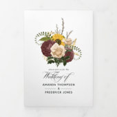 Invitation Trois Volets Automne Rustique - Automne Mariage Floral (Page de couverture)