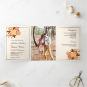 Invitation Trois Volets Automne Rustique Floral Mariage photo (Intérieur)