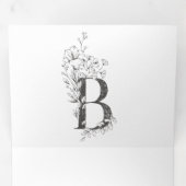 Invitation Trois Volets 'B' Monogramme Beau Mariage floral croisé (Intérieur en premier)