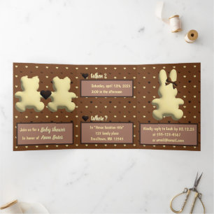 Invitation Trois Volets baby shower "Sweet Heart Landing"