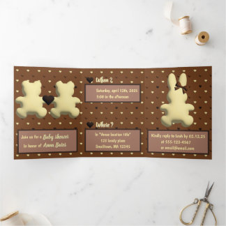 Invitation Trois Volets baby shower "Sweet Heart Landing"