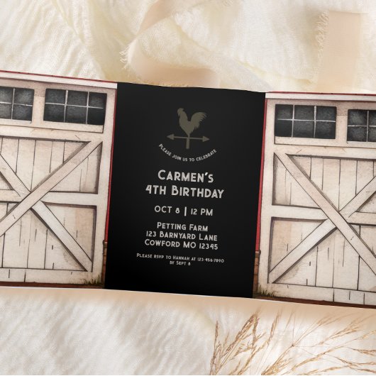 Invitation Trois Volets Barn Door Farm Party