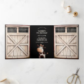 Invitation Trois Volets Barne Door Cow Farm Party (Intérieur)
