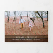 Invitation Trois Volets Barne Rustique Bois Marsala Floral Mason Jar Maria (Page de couverture)