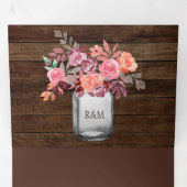 Invitation Trois Volets Barne Rustique Bois Marsala Floral Mason Jar Maria (Intérieur en premier)