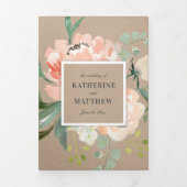 Invitation Trois Volets Beau Aquarelle Floral Kraft All-In-One Mariage (Page de couverture)