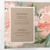 Invitation Trois Volets Beau Aquarelle Floral Kraft All-In-One Mariage (Intérieur en premier)