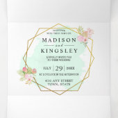 Invitation Trois Volets Belle Lime Green 💚 Élégant Mariage Boho (Intérieur au milieu)