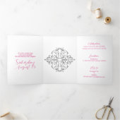 Invitation Trois Volets Belle Parties scintillant Quinceanera (Intérieur)