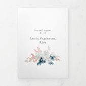 Invitation Trois Volets Bilingue Espagnol Fleurs Anglais Baptême Bautizo (Page de couverture)