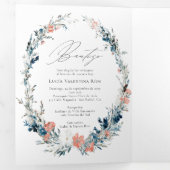 Invitation Trois Volets Bilingue Espagnol Fleurs Anglais Baptême Bautizo (Intérieur en premier)