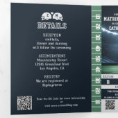 Invitation Trois Volets Billet de match de football QR Code Mariage avec R (Intérieur en premier)