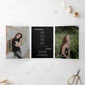Invitation Trois Volets Black 5-Photo Boxes de divertissement Graduation (Intérieur)