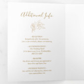 Invitation Trois Volets Black and Gold LIne Art Floral Mariage élégant (Intérieur en premier)