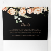 Invitation Trois Volets Black Forme Royal Floral Mariage (Intérieur en premier)