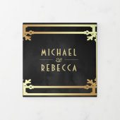 Invitation Trois Volets Black Gold Art Déco Photo Collage Mariage (Protection)