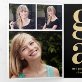 Invitation Trois Volets Black Gold Photos Graduation Party (Intérieur en premier)