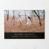 Invitation Trois Volets Black Gold World Map All in One Wedding (Page de couverture)