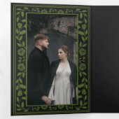 Invitation Trois Volets Black Olive Royal Médieval Mariage d'épée (Intérieur en premier)