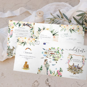 Invitation Trois Volets Blason de mariage à l'aquarelle   Mariage en Austr