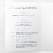 Invitation Trois Volets Bleu blanc petit coeur mariage tout-en-un (Intérieur en premier)