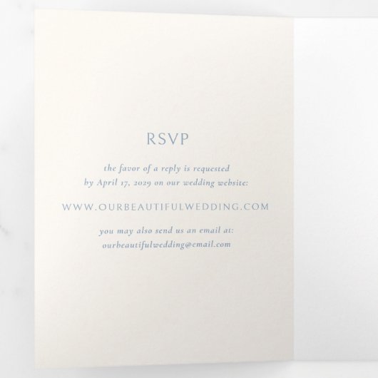 Invitation Trois Volets Bleu bleu clair simple Mariage moderne (Intérieur en premier)