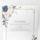 Invitation Trois Volets Bleu clair bleu rose rose or Mariage Tr (Intérieur en premier)