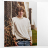 Invitation Trois Volets Bleu gras et photo moderne (Intérieur en premier)