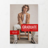 Invitation Trois Volets Blocs de Red 4Photo Graduation (Page de couverture)