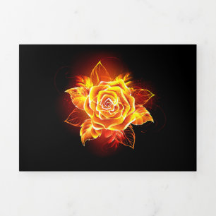 Invitation Trois Volets Blooming Fire Rose