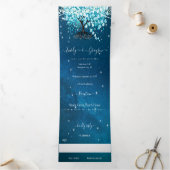 Invitation Trois Volets Blue Aqua Turquoise Heart Leaf Tree Mariage (Intérieur)